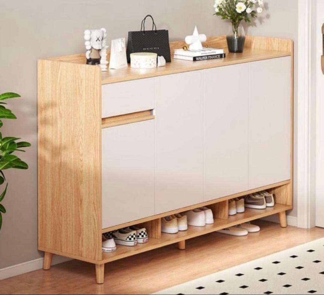 木製北欧シューズボックス 下駄箱 靴箱 ナチュラル ホワイト 北欧
