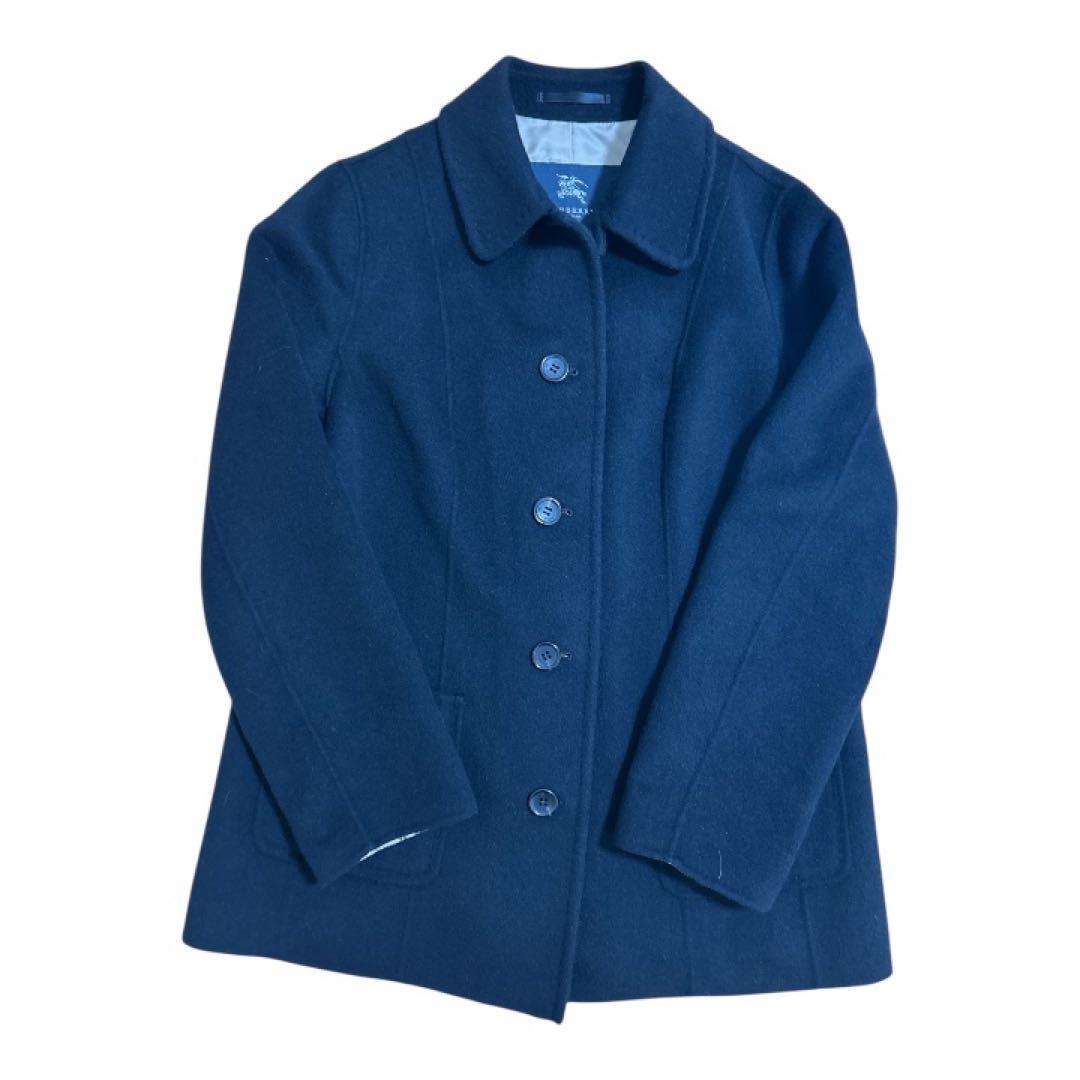 【美品】BURBERRYバーバリー黒ウールコート、カシミヤ混ノバチェックメンズM