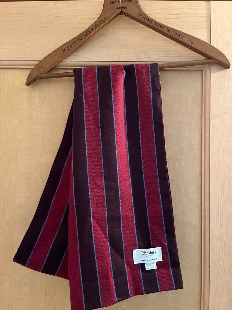 Johnstons カシミヤ シルク マフラー ストライプ