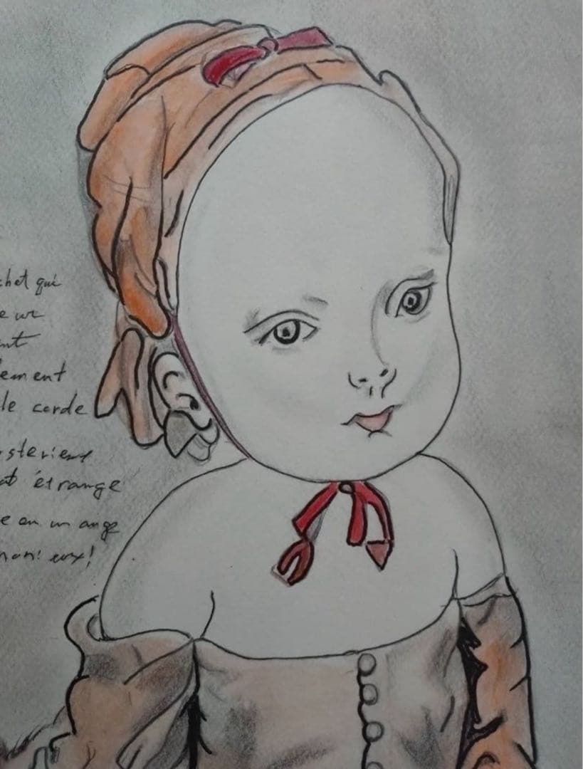 【F6号】藤田嗣治【猫を抱く少女】手描き/表裏サイン有り/鉛筆/水彩/額縁/額装