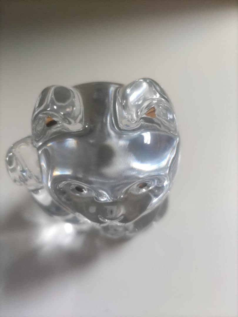 バカラ　クリスタルガラス 招き猫 置物 約10cm　専用箱付き