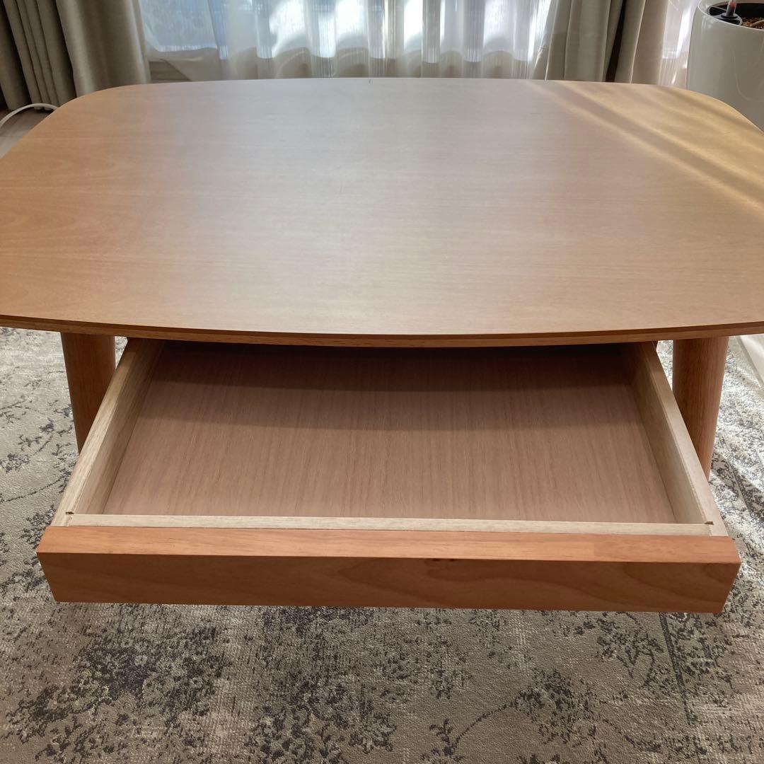 日本製　GRANATA　アルダー材　ローテーブル　幅80　引出し付き