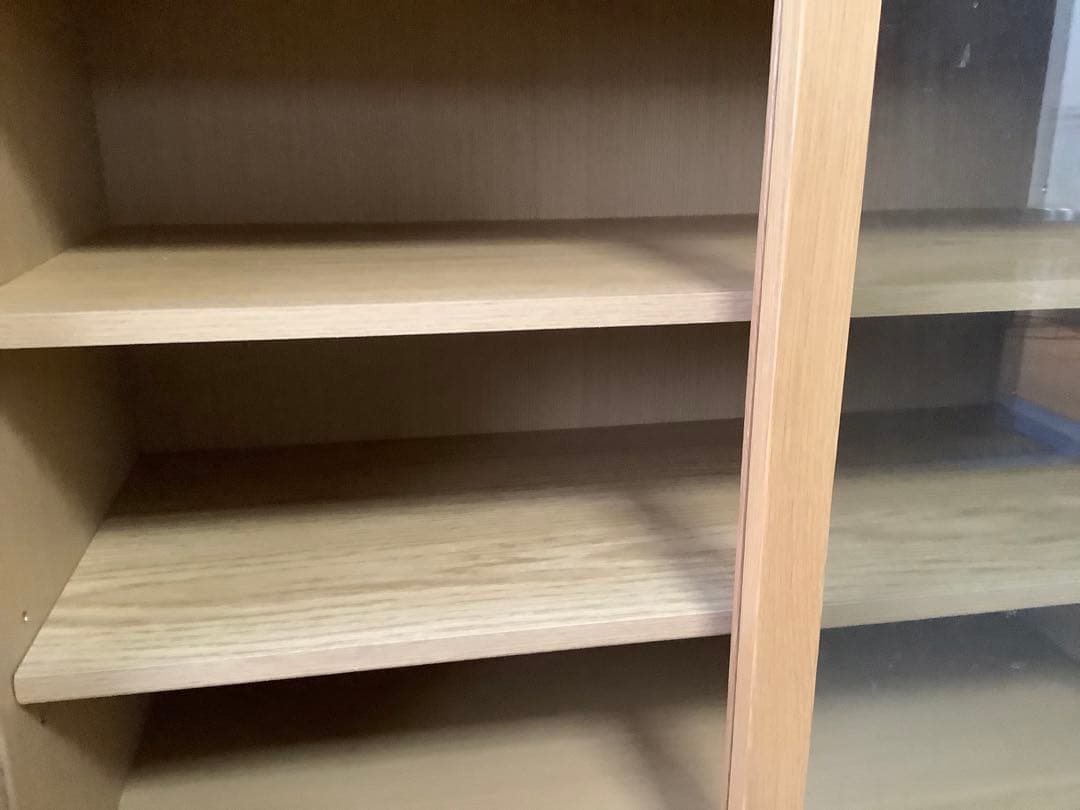 無印良品　オーク材キャビネットガラス扉（引戸）