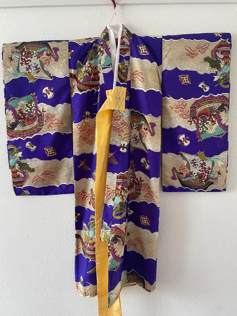 七五三　3歳　アンティークお着物セット　正絹　総絞り被布　雪駄