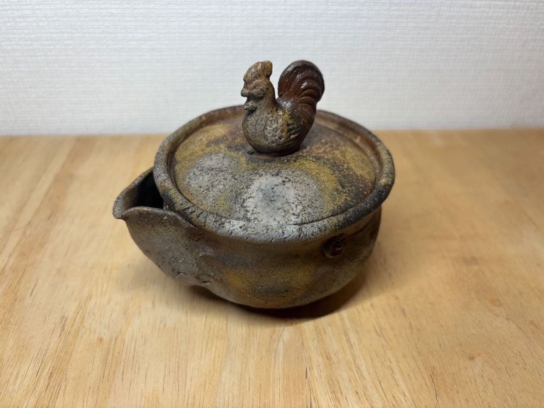 54.備前焼 宝瓶 登り窯 鶏 にわとり ニワトリ 手びねり 急須