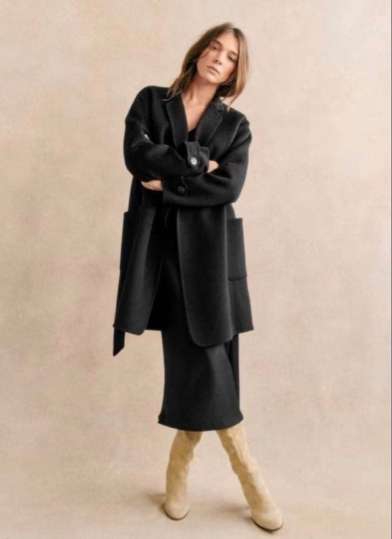 Sezane セザンヌ ダブルフェイス ウール コート ブラック