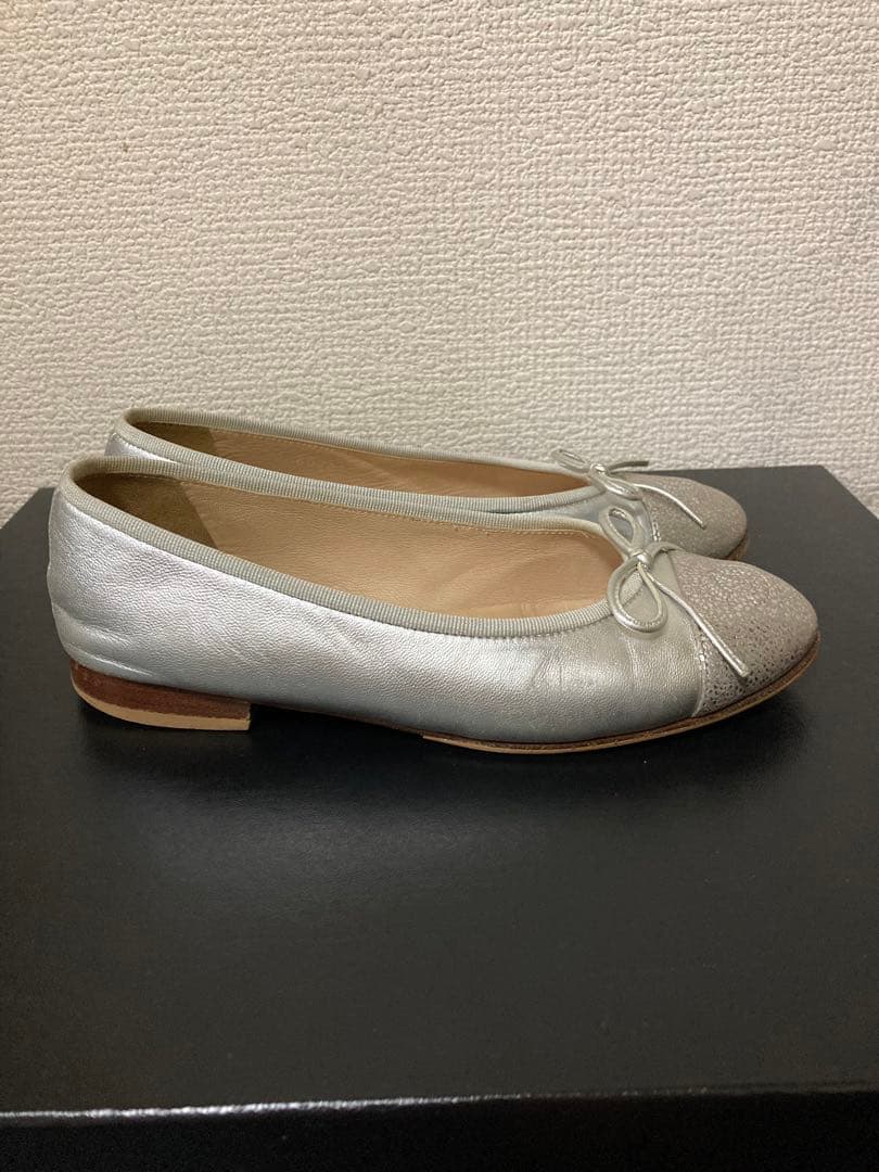 CHANELバレリーナ 35C フラット パンプス シルバー シャネル 美品