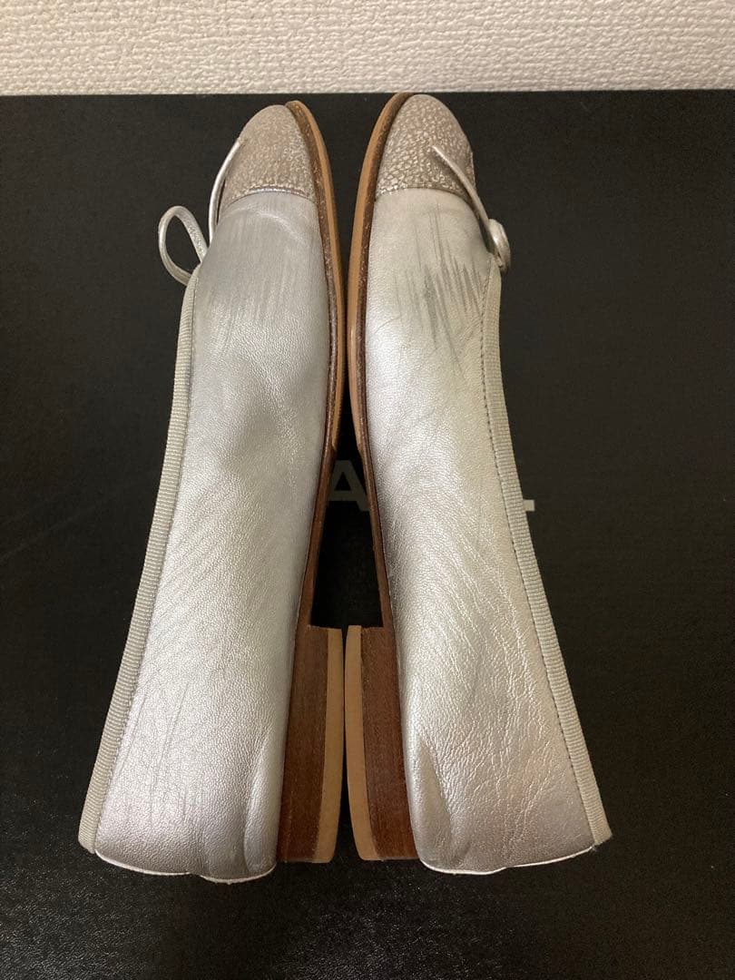 CHANELバレリーナ 35C フラット パンプス シルバー シャネル 美品