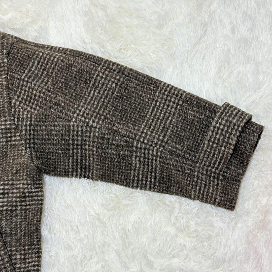 美品✨Spick&Span Wスライバーチェックハーフコート38 ブラウン