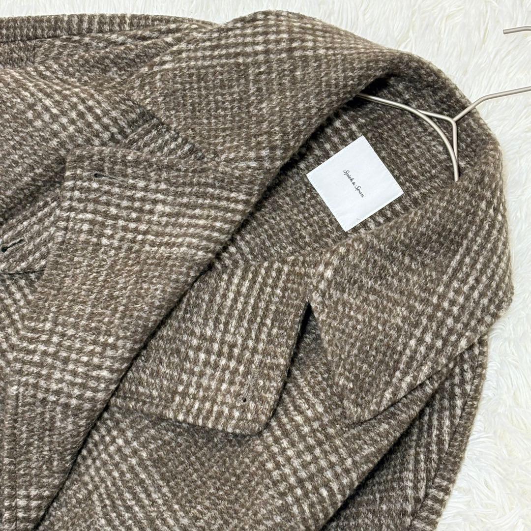 美品✨Spick&Span Wスライバーチェックハーフコート38 ブラウン