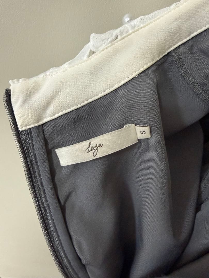 Leja 花柄レースカラースパンコールAラインワンピースドレス