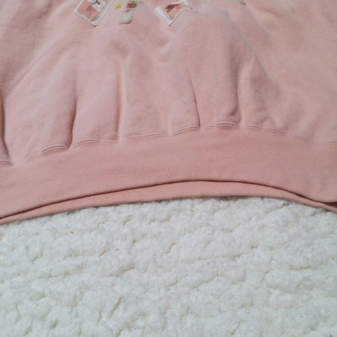 【ピンクハウス】レトロ　トレーナー 前後ワッペン　可愛いクマさん　Lサイズ