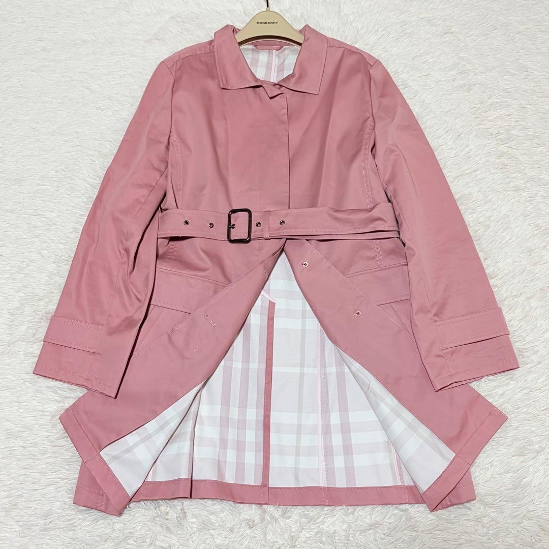 美品バーバリーロンドン　トレンチコート　メガチェック　46 ピンク