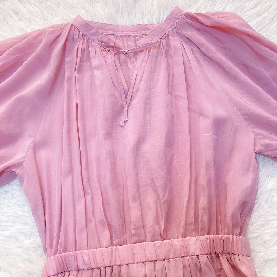 極美品✨アナイ ライトローンギャザーフレアワンピース ペチコート付き