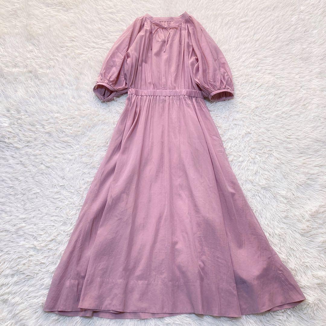 極美品✨アナイ ライトローンギャザーフレアワンピース ペチコート付き