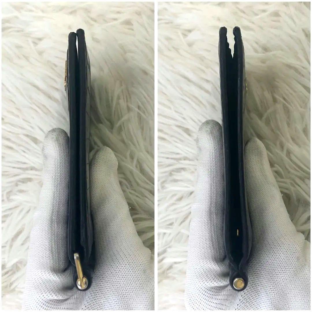 美品✨SAINT LAURENT マネークリップ　クロコ型押し　YSL 黒