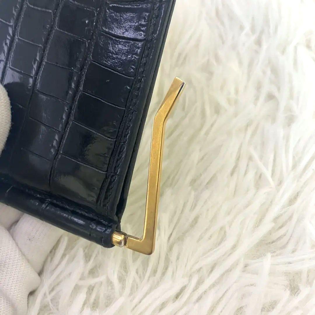 美品✨SAINT LAURENT マネークリップ　クロコ型押し　YSL 黒