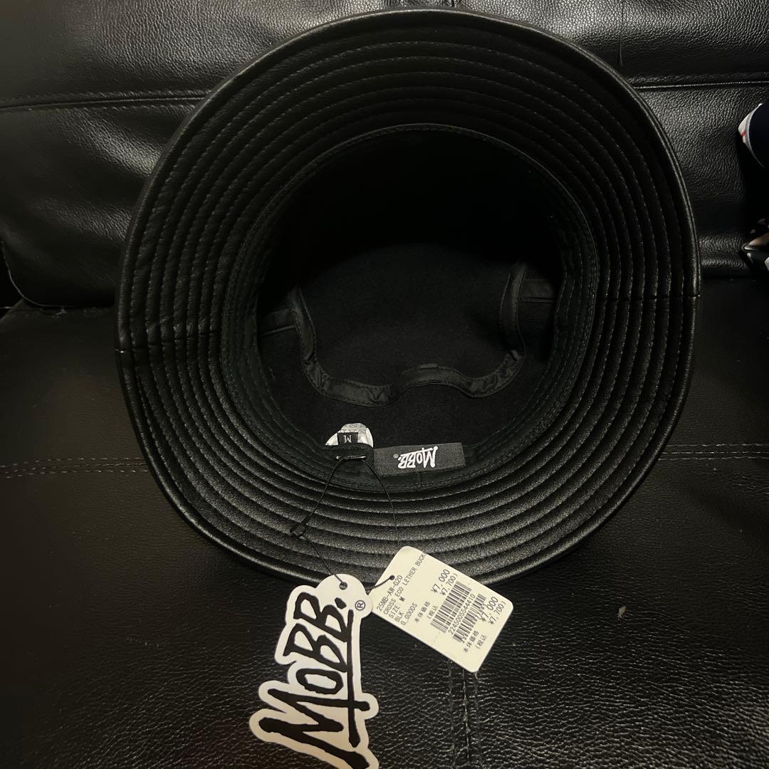 即完売品　新品未使用タグ付き　MOBB 黒 皮革 バケットハット M