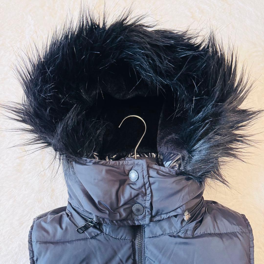 アルマーニエクスチェンジ ダウンベスト ファー ベルト フード ブラック M