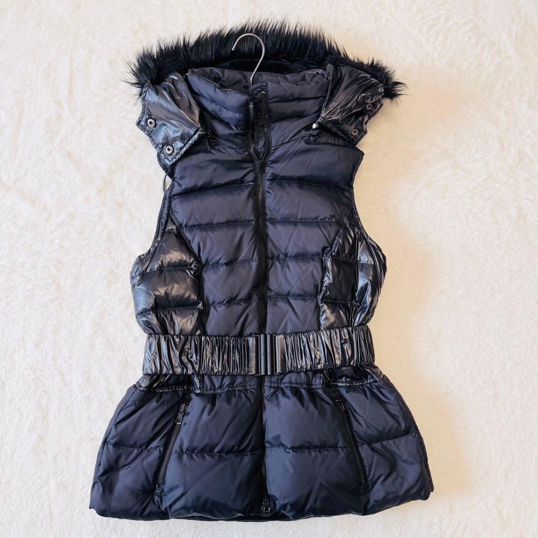 アルマーニエクスチェンジ ダウンベスト ファー ベルト フード ブラック M