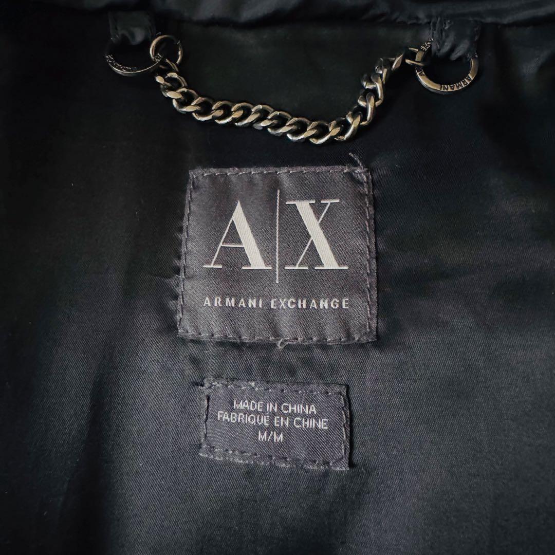 アルマーニエクスチェンジ ダウンベスト ファー ベルト フード ブラック M