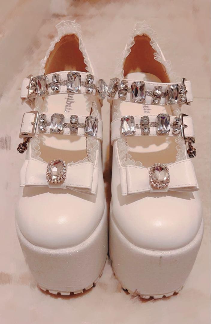 ♡Ank Rouge リボンフリルベルトシューズ 白♡