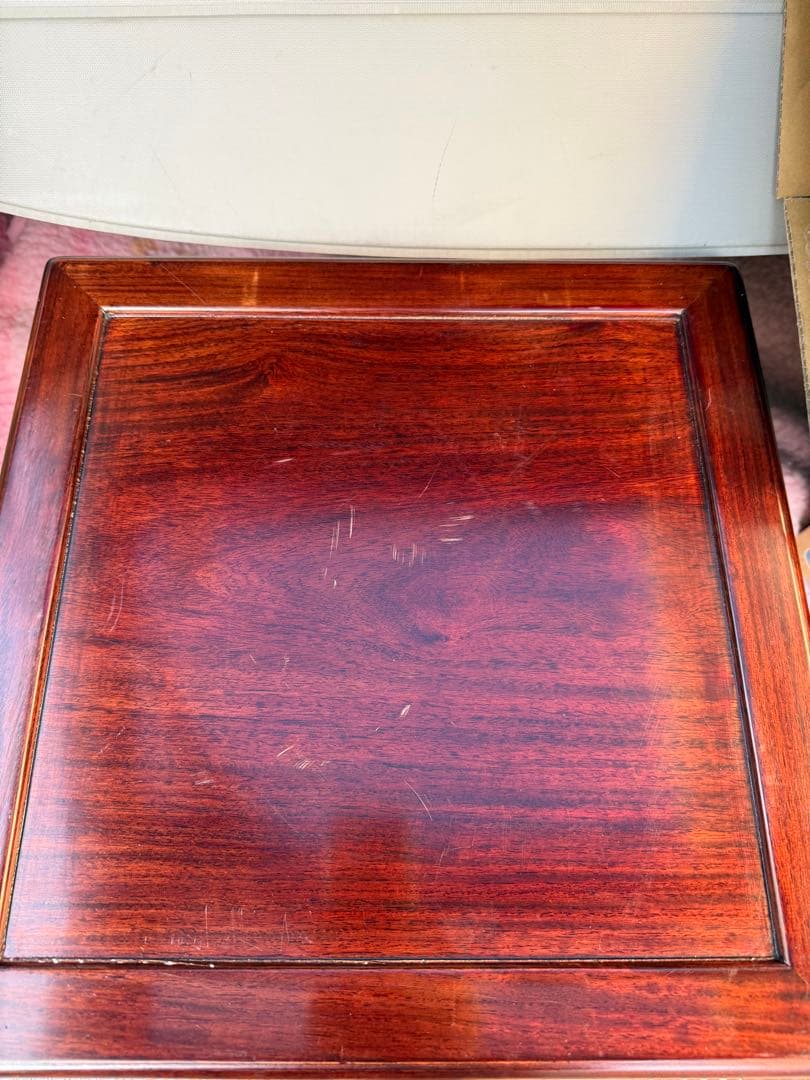 アンティーク　紫檀　花梨唐木透かし彫り　猫脚　盆栽台　和裁　唐木飾り年代物