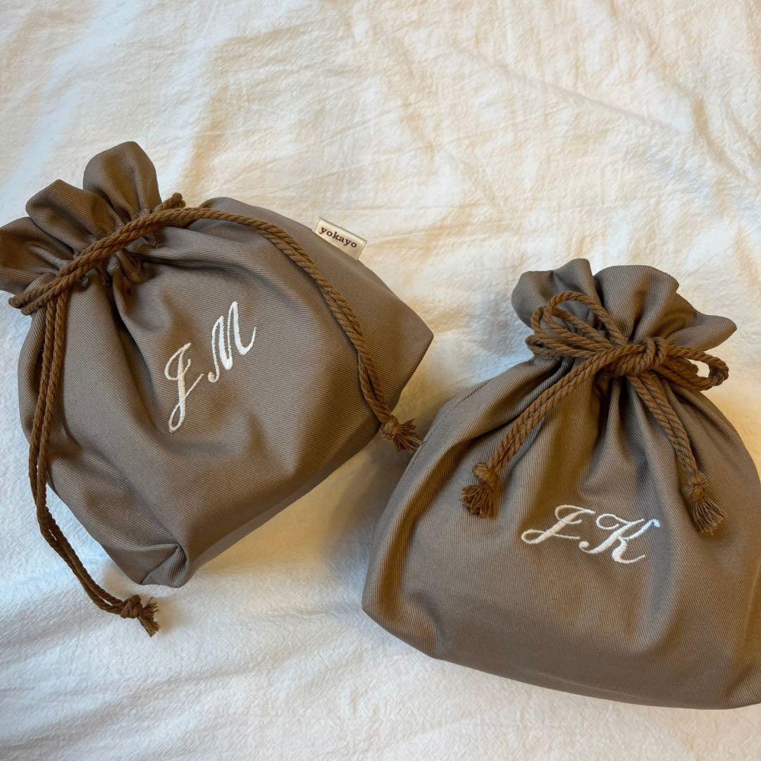 すぬーぴー様 【名入れ無料 刺繍】名前入り巾着袋 巾着バッグ Sサイズ