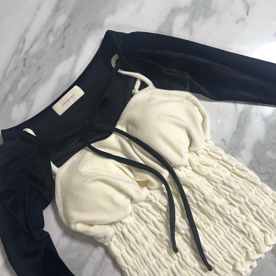 【新品未使用】andmary Mei shirring tops black