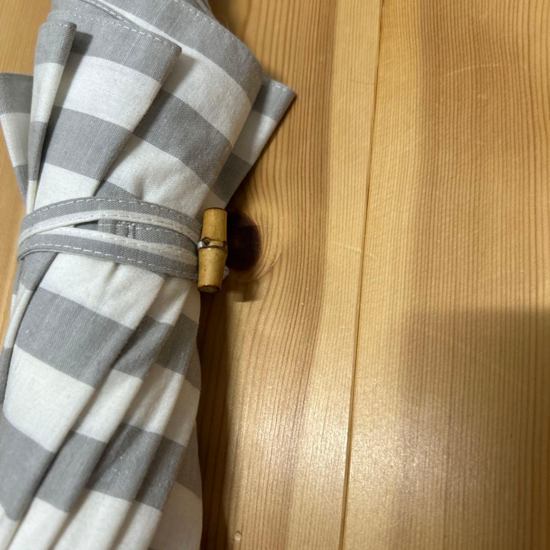 北欧 暮らしの道具店ストライプ柄 長傘 バンブーハンドル