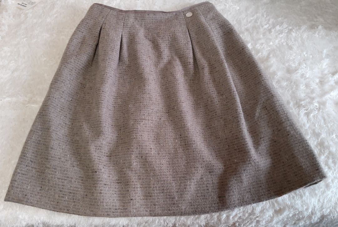 FOXEY　フォクシー　マロンツィードスカートスーツ　ミンクファー襟ジャケット