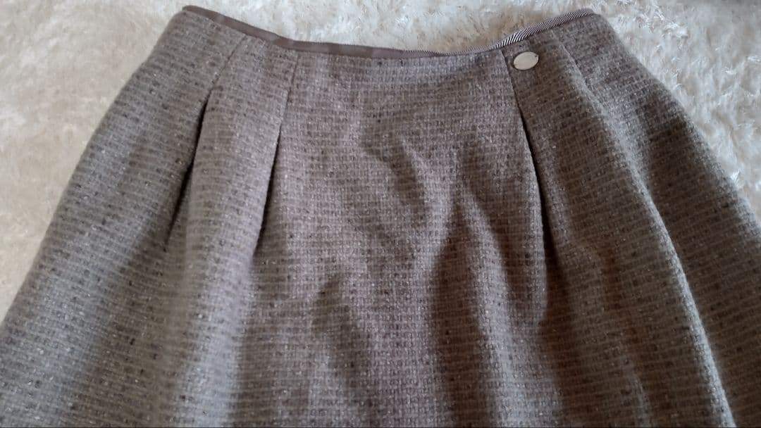 FOXEY　フォクシー　マロンツィードスカートスーツ　ミンクファー襟ジャケット