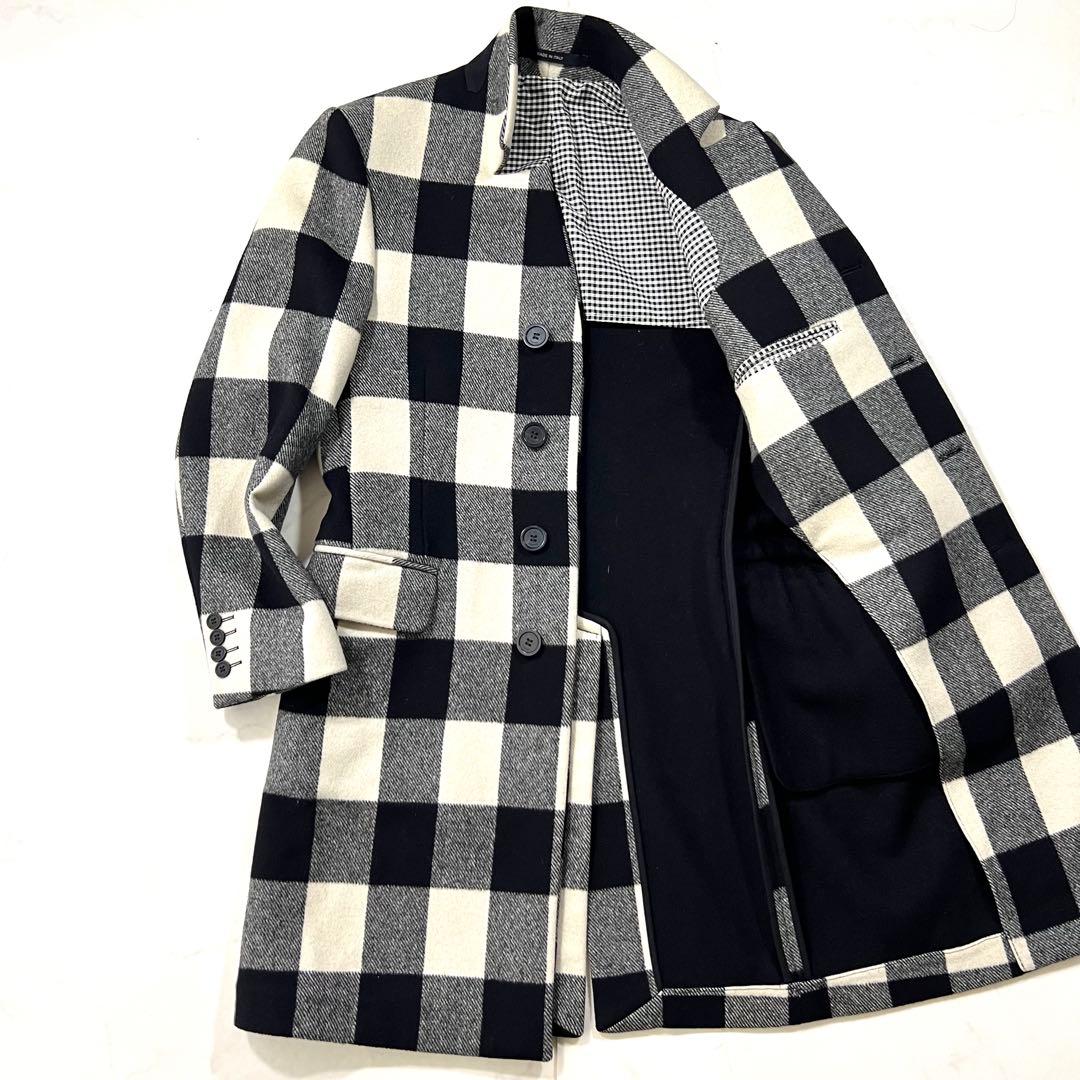 ジバンシー スタンドカラー ロングコード チェック ウール 44
