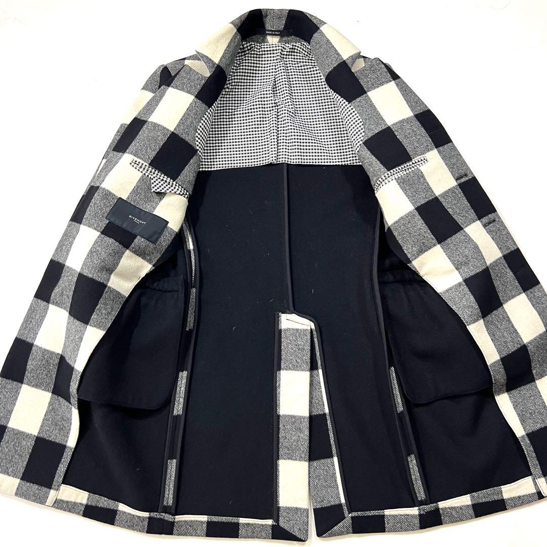 ジバンシー スタンドカラー ロングコード チェック ウール 44