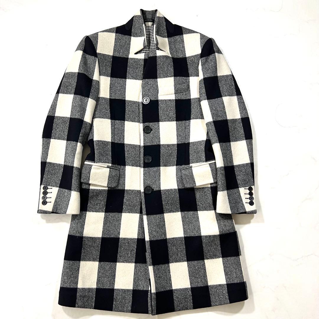 ジバンシー スタンドカラー ロングコード チェック ウール 44