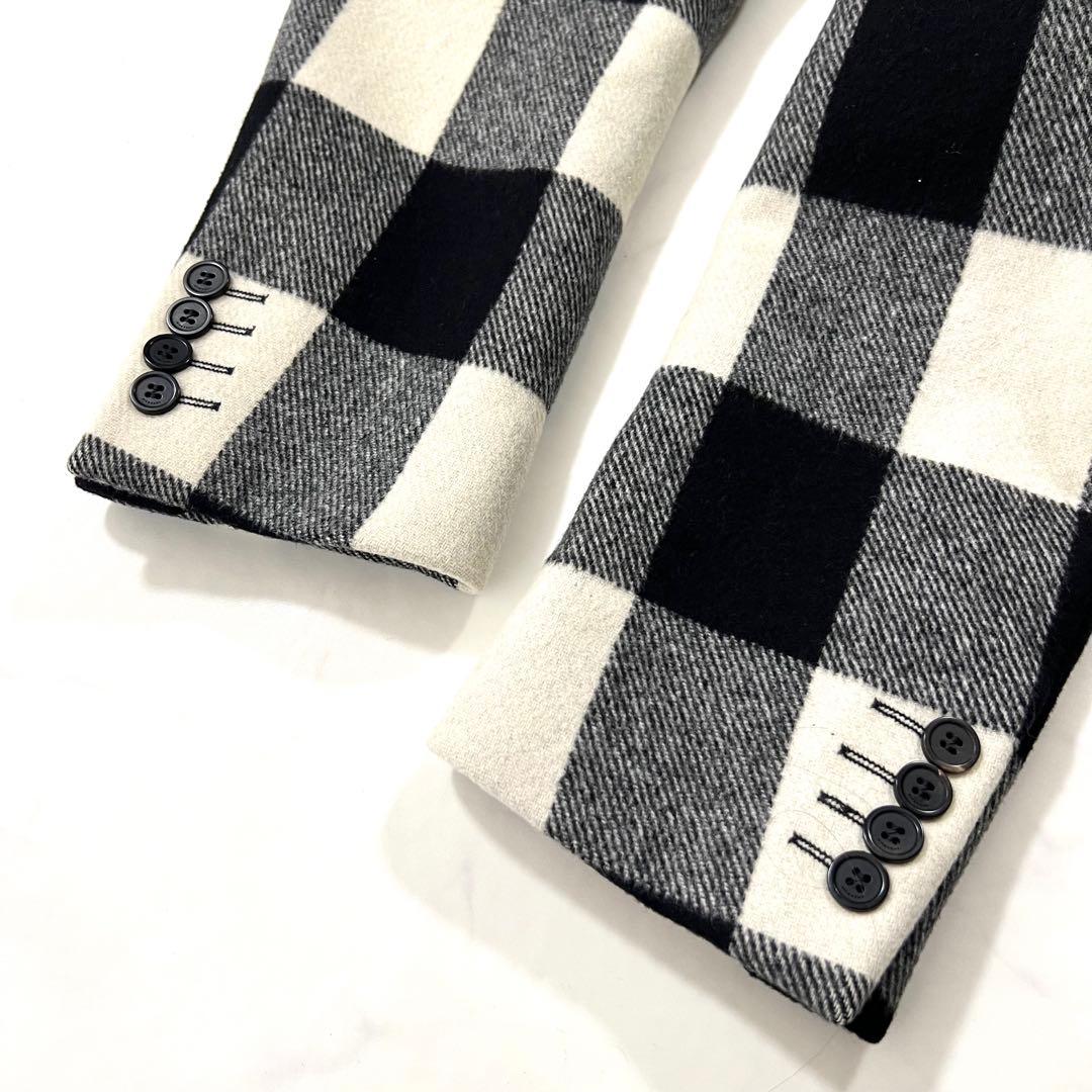 ジバンシー スタンドカラー ロングコード チェック ウール 44