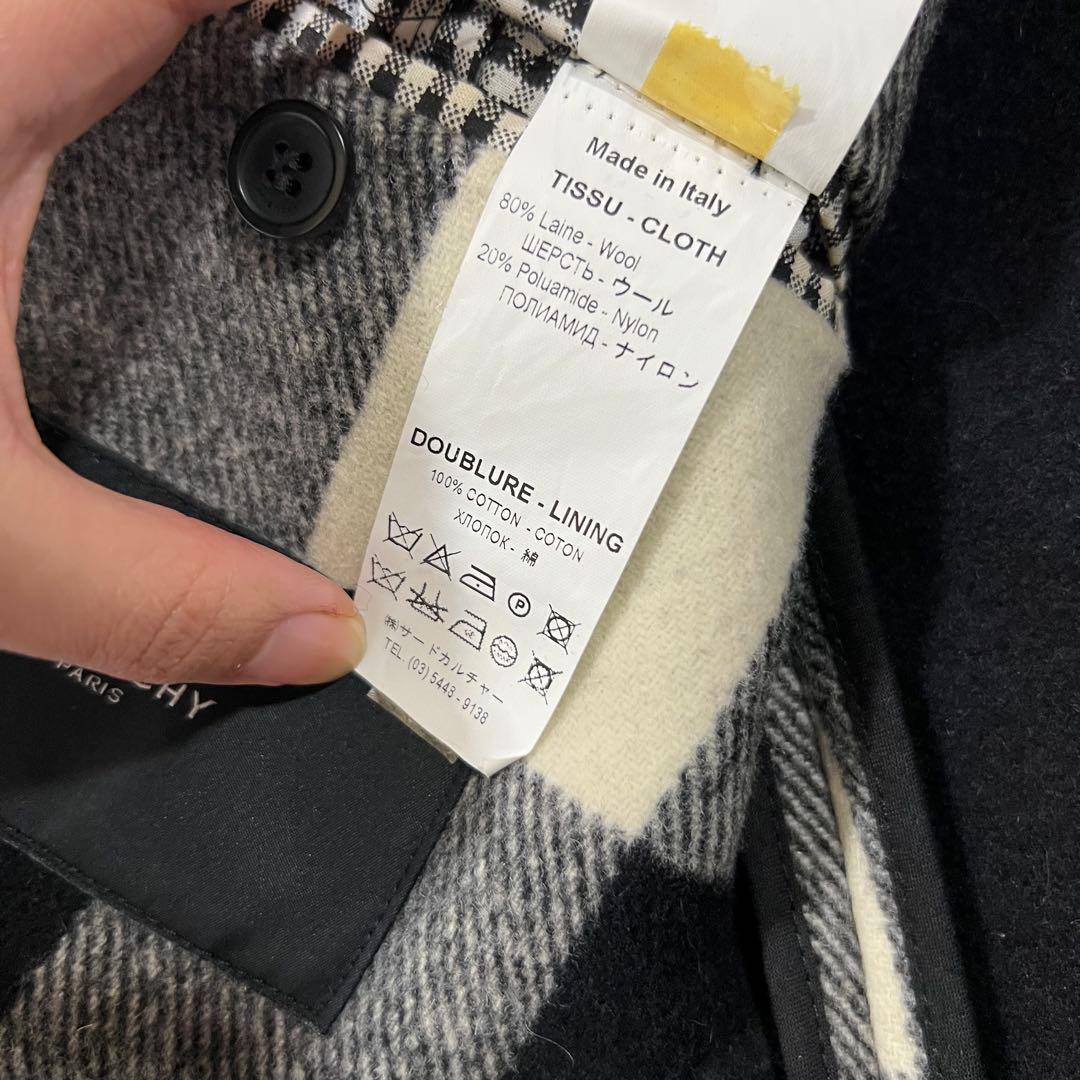 ジバンシー スタンドカラー ロングコード チェック ウール 44