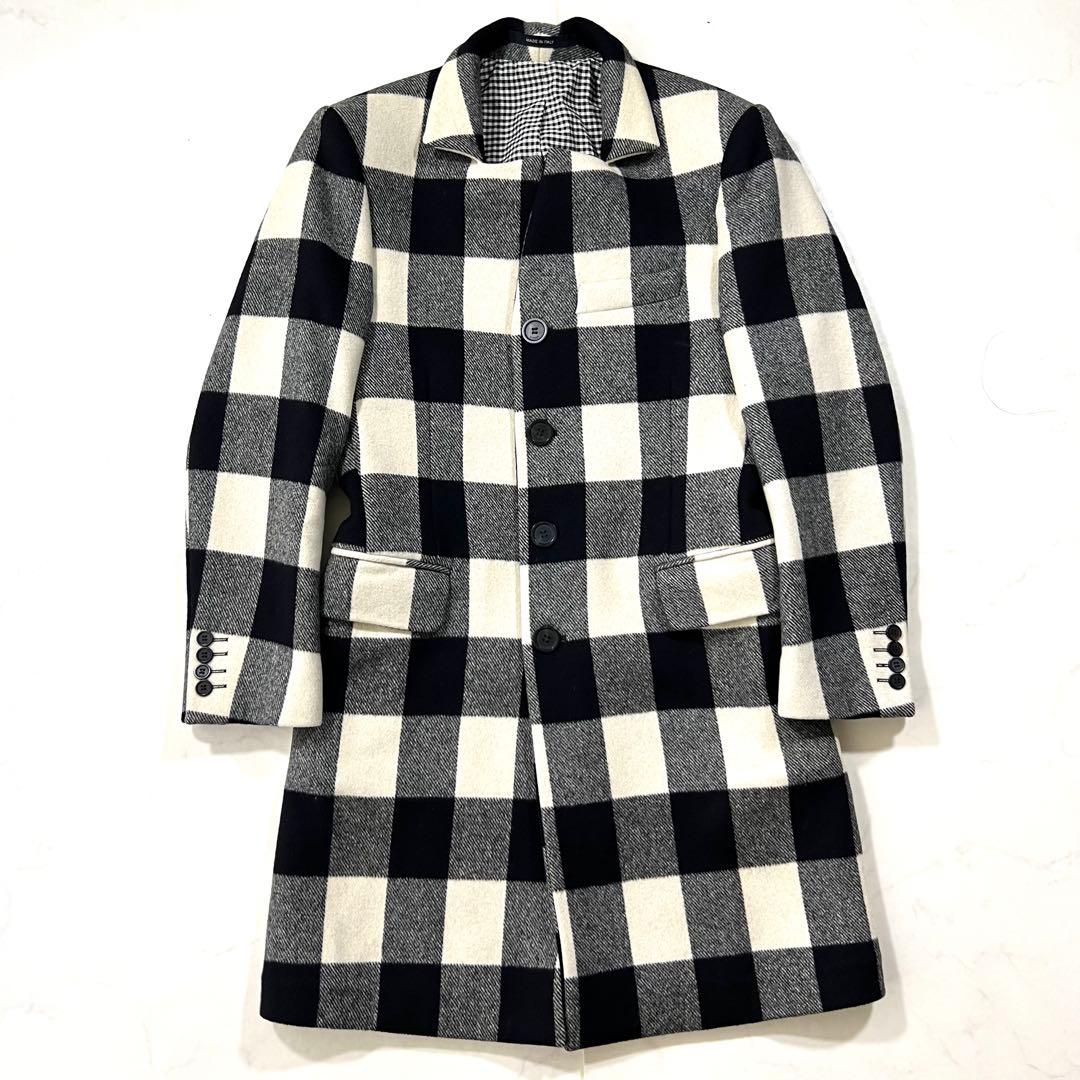 ジバンシー スタンドカラー ロングコード チェック ウール 44