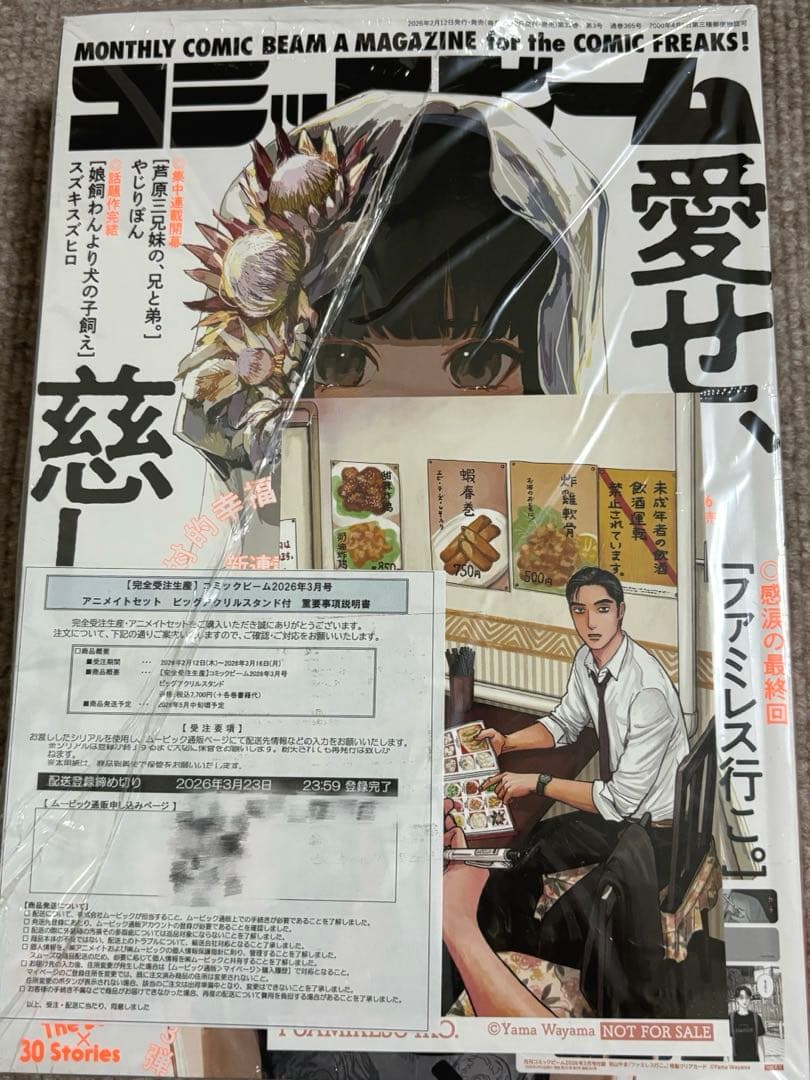 コミックビーム 2026年3月号 アニメイトセット ビッグアクリルスタンド付