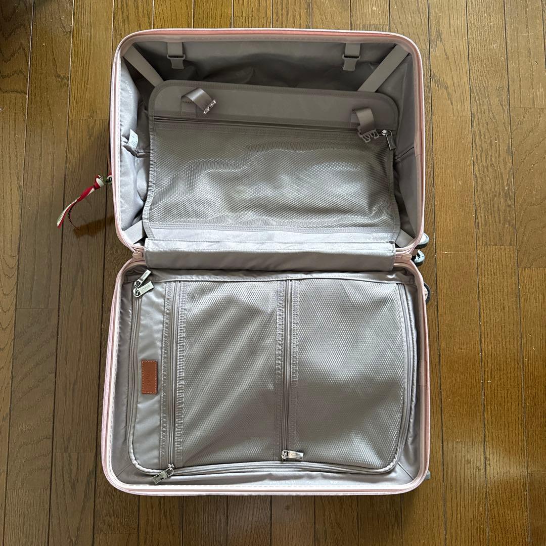 オロビアンコ　薄ピンク キャリーケース34L レザーラベル付き