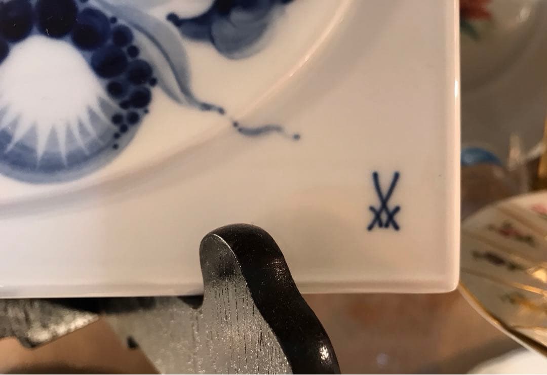 Meissenマイセン　ブルーオーキッド　陶板画