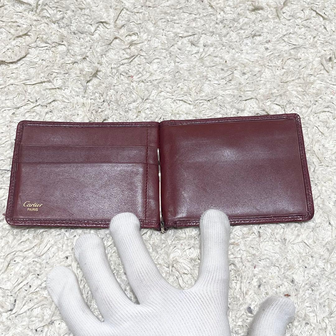 カルティエ　マネークリップ　フラグメントケース　カード収納　レザー　ボルドー