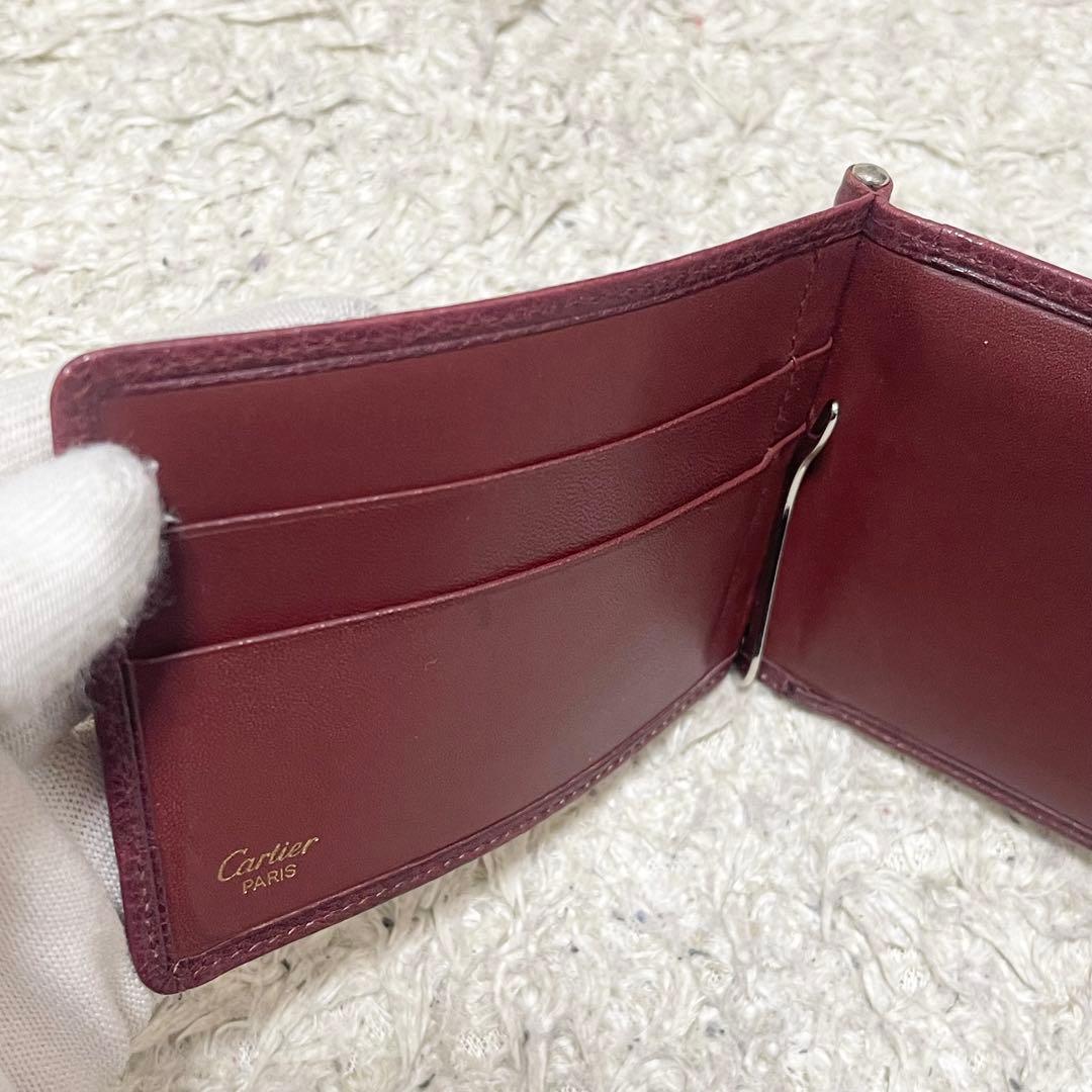 カルティエ　マネークリップ　フラグメントケース　カード収納　レザー　ボルドー