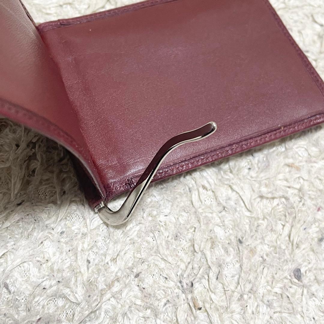 カルティエ　マネークリップ　フラグメントケース　カード収納　レザー　ボルドー