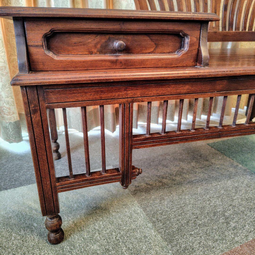 アジアンスタイル木製ベンチ引き出し付き