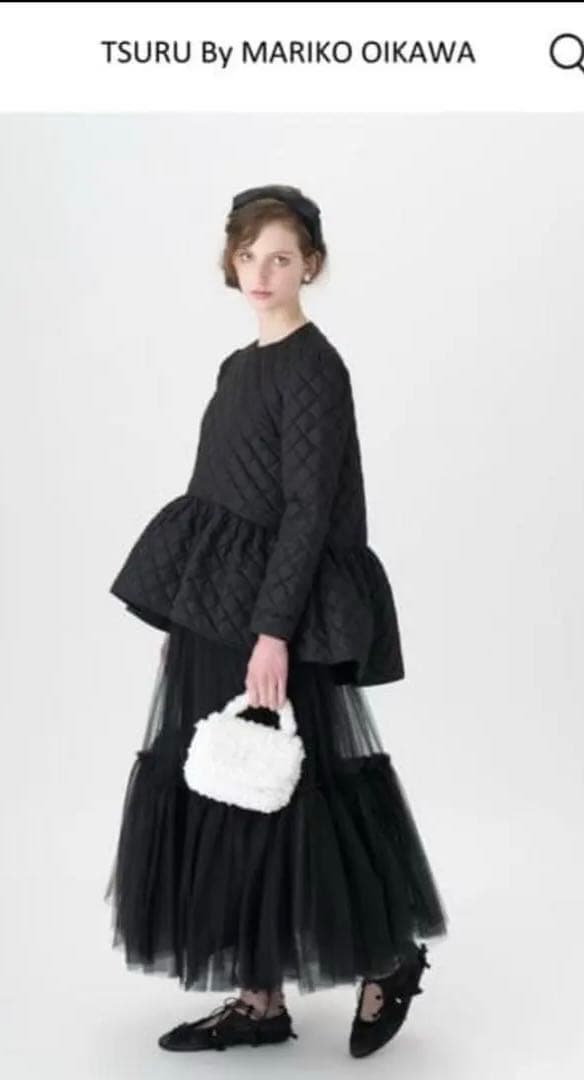 テリー田中　TSURU ブラック フラットシューズ