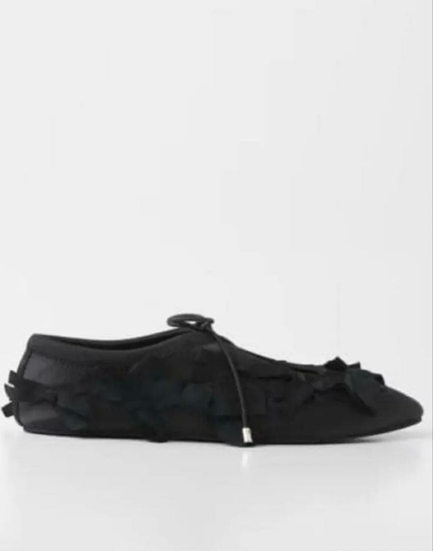 テリー田中　TSURU ブラック フラットシューズ