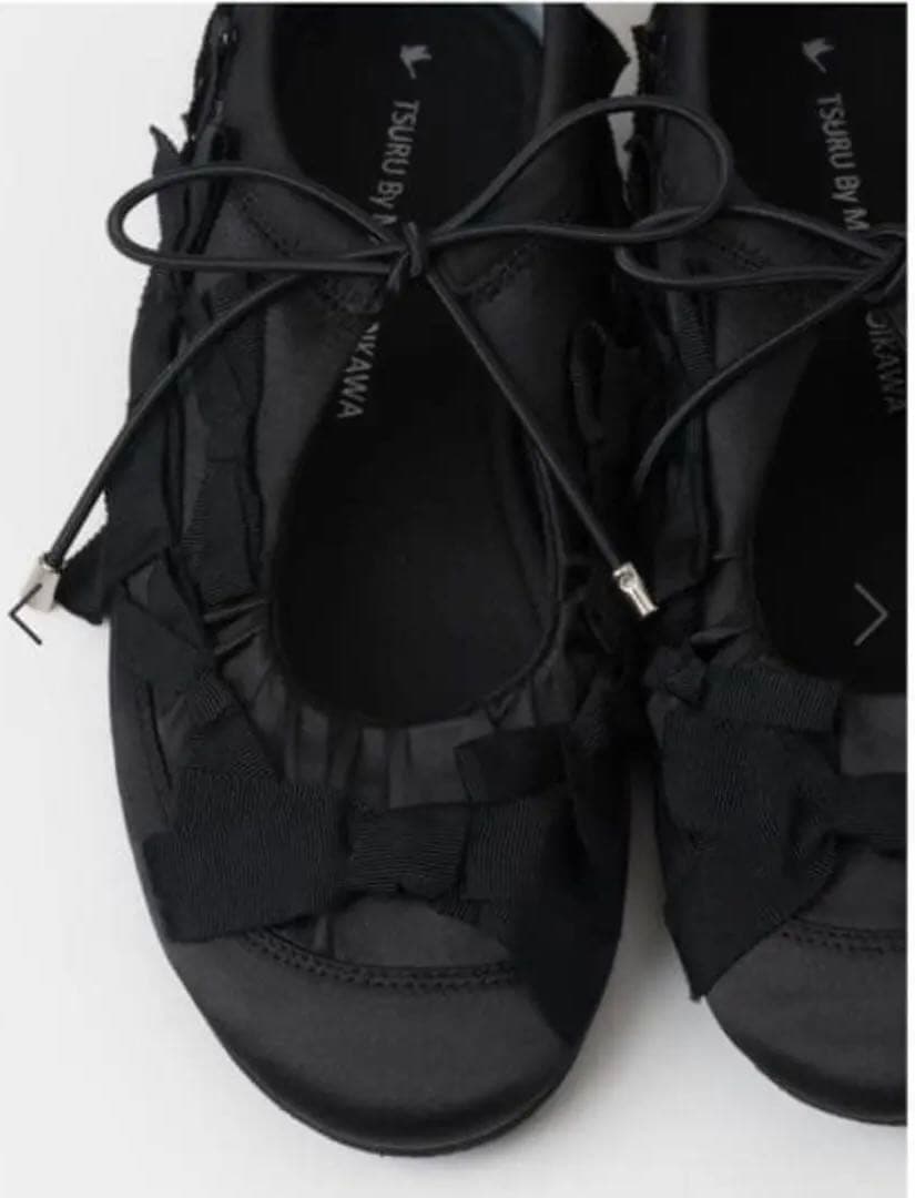 テリー田中　TSURU ブラック フラットシューズ