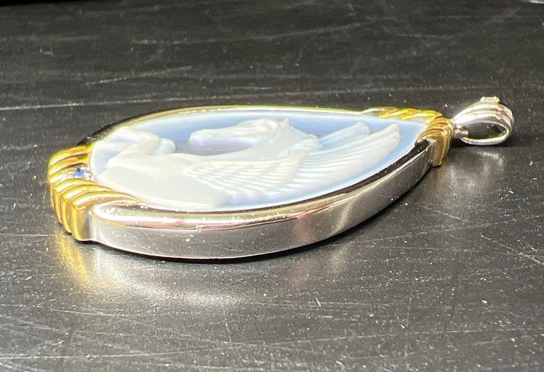 IEI 925刻印ストーンカメオネックレストップ　20g 東Y8-0206☆2F