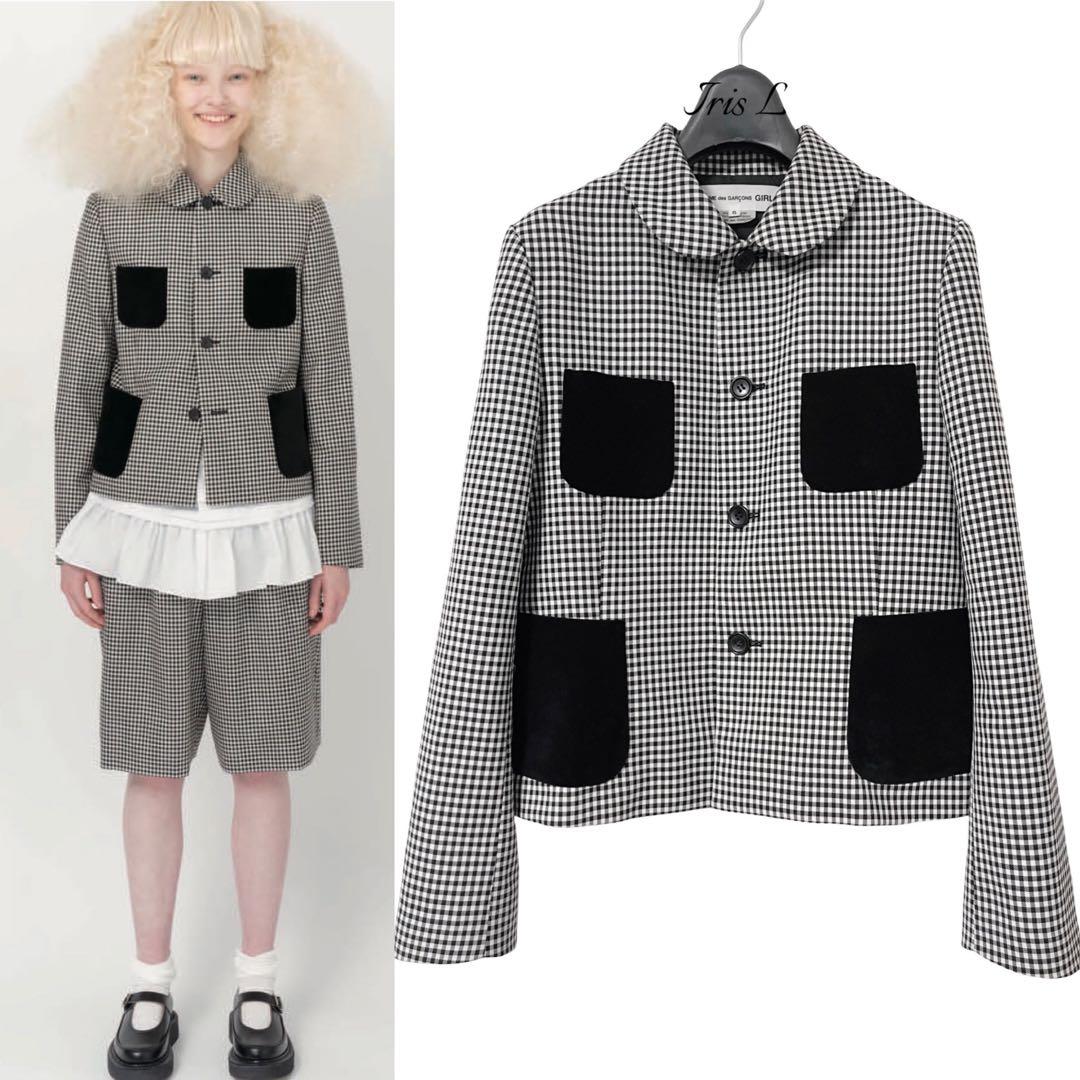 AD2024 コムデギャルソン ガールGIRL 丸襟ベロアポケットジャケット